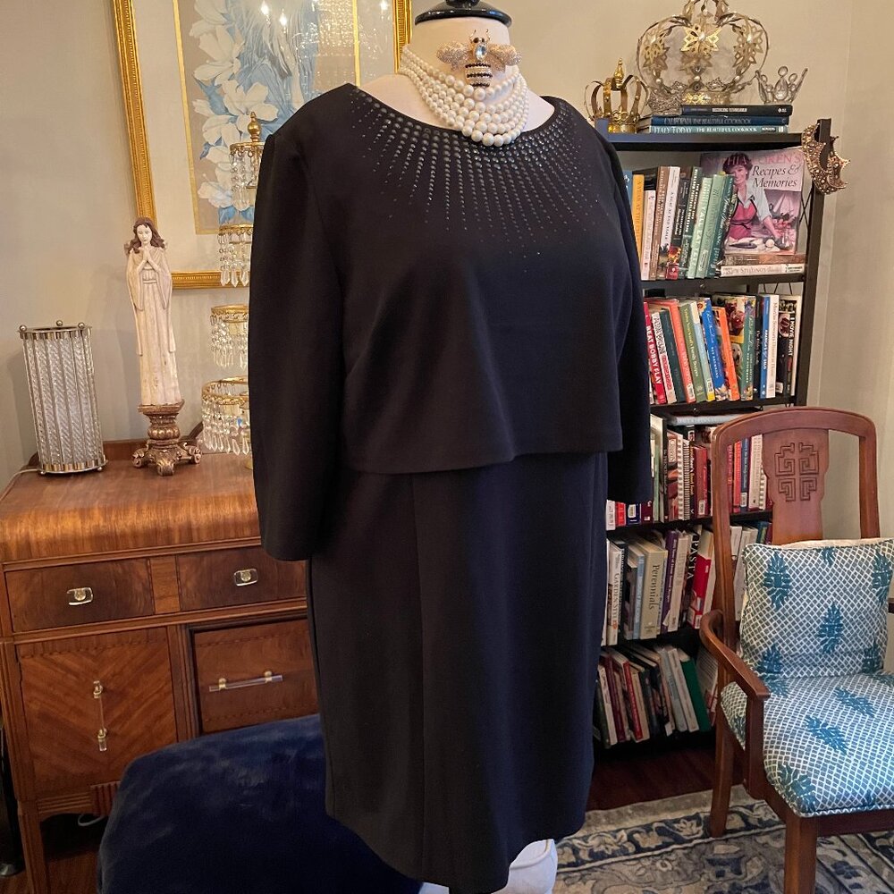 NWT Chicos 4 / 20W Black Embellished Dress